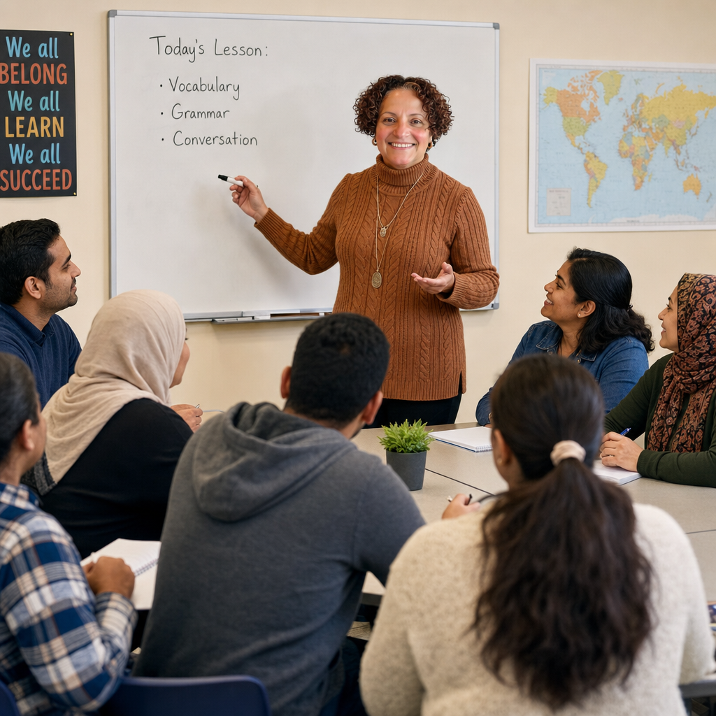 Students learning English